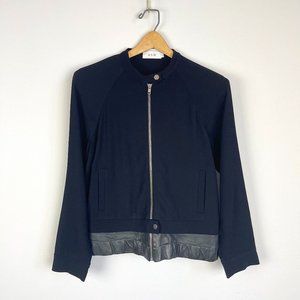 A.C.L. Lamb Leather Trimmed Contrast Moto Jacket